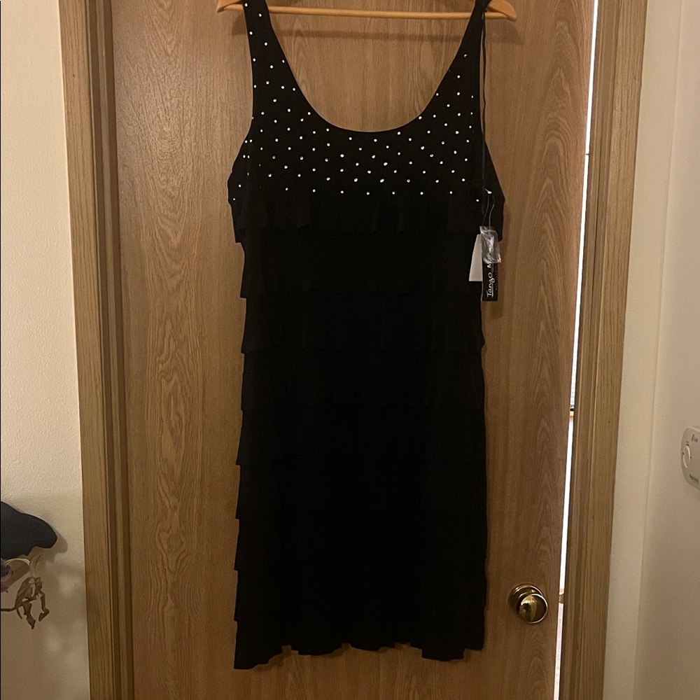 Brand new mango tango ruffle black sleeveless dress